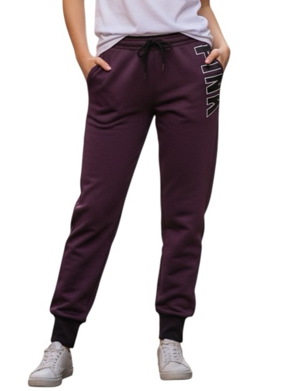 VICTORIAโS SECRET PINK: PINK Maroon Logo Waist Jogger Sweats -Size Medium